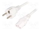 Cable; 3x1mm2; CEE 7/7 (E/F) plug,IEC C13 female; PVC; 5m; white LIAN DUNG
