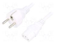 Cable; 3x1mm2; CEE 7/7 (E/F) plug,IEC C13 female; PVC; 3m; white LIAN DUNG