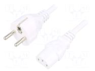 Cable; 3x1mm2; CEE 7/7 (E/F) plug,IEC C13 female; PVC; 3m; white LIAN DUNG