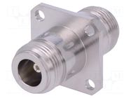 Coupler; straight; gold-plated; PTFE; N socket,both sides TELEGÄRTNER