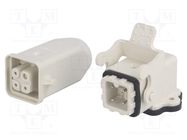 Connector: HDC; male + female; S-A; PIN: 4; 3+PE; size 3A; angled 