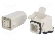 Connector: HDC; male + female; S-A; PIN: 4; 3+PE; size 3A; angled MOLEX