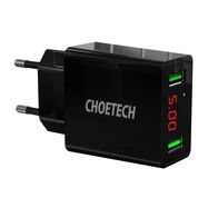 C0028 2*USB-A network charger with display (black), Choetech