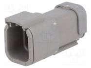 Connector: wire-wire; DTM; male; plug; for cable; PIN: 6; grey; IP68 DEUTSCH