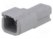 Connector: wire-wire; plug; male; ATM; PIN: 2; IP67; for cable; grey AMPHENOL