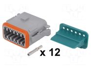 Connector: wire-wire; plug; female; AT; PIN: 12; IP67,IP69K; crimped AMPHENOL
