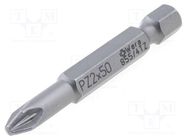 Screwdriver bit; Pozidriv®; PZ2; Overall len: 50mm; TORSION WERA