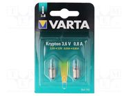 Filament lamp: krypton; P13,5s; 3.6V; 750mA; 2pcs; blister VARTA
