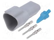 Connector: wire-wire; plug; male; AT; PIN: 3; IP67,IP69K; for cable AMPHENOL
