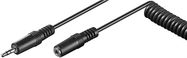 Headphone Extension Cable 3.5 mm, coiled cable, black - 3.5 mm male (3-pin, stereo) > 3.5 mm female (3-pin, stereo)