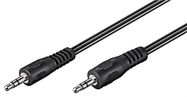 AUX Audio Connector Cable, 3.5 mm Stereo, flat cable, 1.5 m, black - 3.5 mm male (3-pin, stereo) > 3.5 mm male (3-pin, stereo)