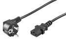 Angled IEC Cord, 2.5 m, Black, 2.5 m - safety plug (type F, CEE 7/7) > Device socket C13 (IEC connection)