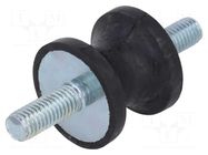 Vibration damper; M8; Ø: 30mm; rubber; L: 25mm; Thread len: 20mm ELESA+GANTER