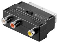 SCART to Composite Audio/Video Adapter, IN/OUT, SCART male (21-pin), black - SCART male (21-pin) > 3x RCA female