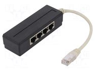 Splitter; RJ45 socket x4,RJ45 plug; black LOGILINK
