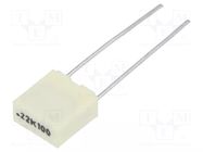 Capacitor: polyester; 220nF; 63VAC; 100VDC; 5mm; ±10%; R82; THT; tape KEMET