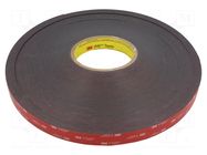 Tape: fixing; W: 19mm; L: 33m; Thk: 1.1mm; acrylic; black 3M