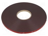 Tape: fixing; W: 9mm; L: 33m; Thk: 1.1mm; acrylic; dark grey; UL-746C 3M