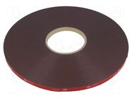 Tape: fixing; W: 9mm; L: 33m; Thk: 1.1mm; acrylic; dark grey; UL-746C 3M