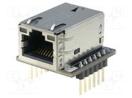 Module: Ethernet; Comp: W5200; 3.3VDC; SPI; 2.54mm; pin header,RJ45 WIZNET