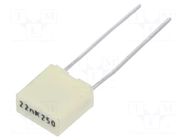 Capacitor: polyester; 22nF; 160VAC; 250VDC; 5mm; ±10%; R82; THT; tape KEMET