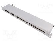 Connector: RJ45; patch panel; Cat: 6a; rack; grey; Height: 1U LOGILINK