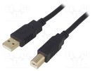 Cable; USB 2.0; USB A plug,USB B plug; gold-plated; 1m; black BQ CABLE