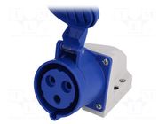 Connector: AC supply; socket; female; 32A; 230VAC; IEC 60309; IP44 PCE