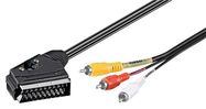 Adapter Cable, SCART to Composite Audio/Video, IN/OUT, 3 m, black - SCART male (21-pin) > 3 RCA male