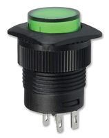 SWITCH, PUSHBUTTON, SPST, 3A, 125VAC, GREEN