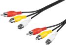 Composite Audio/Video Connector Cable, 3x RCA, 1.5 m - 3 RCA male > 3 RCA male