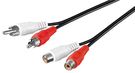 Stereo Extension Cable 2x RCA, 10 m - 2 RCA male (audio left/right) > 2 RCA female (audio left/right)