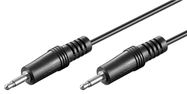 AUX Audio Connector Cable, 3.5 mm Mono, 1.5 m, black - 3.5 mm male (2-pin, mono) > 3.5 mm male (2-pin, mono)