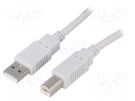 Cable; USB 2.0; USB A plug,USB B plug; 1.8m; grey; Core: CCA BQ CABLE