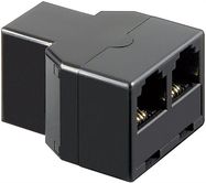 ISDN T-Adapter, black - RJ11/RJ14 female (6P4C) > 2 RJ11/RJ14 female (6P4C)