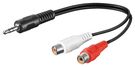 3.5 mm Audio Cable Adapter, Male to Stereo RCA Female, 0.2 m, black - 3.5 mm male (3-pin, stereo) > 2 RCA female (audio left/right)