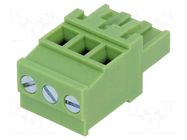 Pluggable terminal block; 5mm; ways: 3; angled 90°; plug; female XINYA