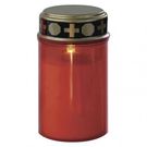 LED grave candle, red, 2x C, outdoor and indoor, warm white, timer, EMOS