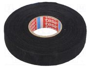 Tape: textile; W: 19mm; L: 25m; Thk: 0.25mm; Automotive; rubber; black TESA