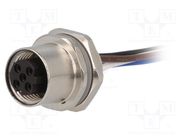 Socket; M12; PIN: 4; female; D code-Ethernet; cables; IP67; straight TE Connectivity
