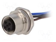 Connector: M12; socket; PIN: 3; female; 250V; straight; IP67; cables TE Connectivity