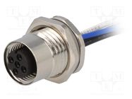 Socket; M12; PIN: 4; female; D code-Ethernet; cables; IP67; straight TE Connectivity