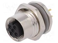 Connector: M12; socket; PIN: 4; female; 250V; straight; IP67; THT TE Connectivity