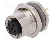 Connector: M12; socket; PIN: 4; female; 250V; straight; IP67; THT TE Connectivity