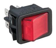 SWITCH, ROCKER, DPST, 20A, 250V, RED