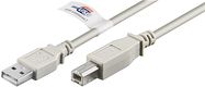 USB 2.0 Hi-Speed Cable with USB Certificate, grey, 5 m - USB 2.0 male (type A) > USB 2.0 male (type B)