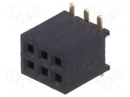 Socket; pin strips; female; PIN: 6; straight; 1.27mm; SMT; 2x3; 1A CONNFLY