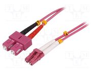 Fiber patch cord; OM4; LC/UPC,SC/UPC; 0.5m; LSZH; pink; Øcable: 2mm LOGILINK