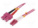 Fiber patch cord; OM4; LC/UPC,SC/UPC; 20m; LSZH; pink; Øcable: 2mm LOGILINK