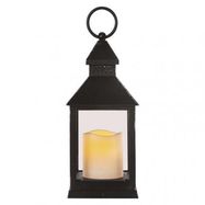 LED decoration – antique lantern, black, flashing, 3x AAA, indoor, vintage, timer, EMOS